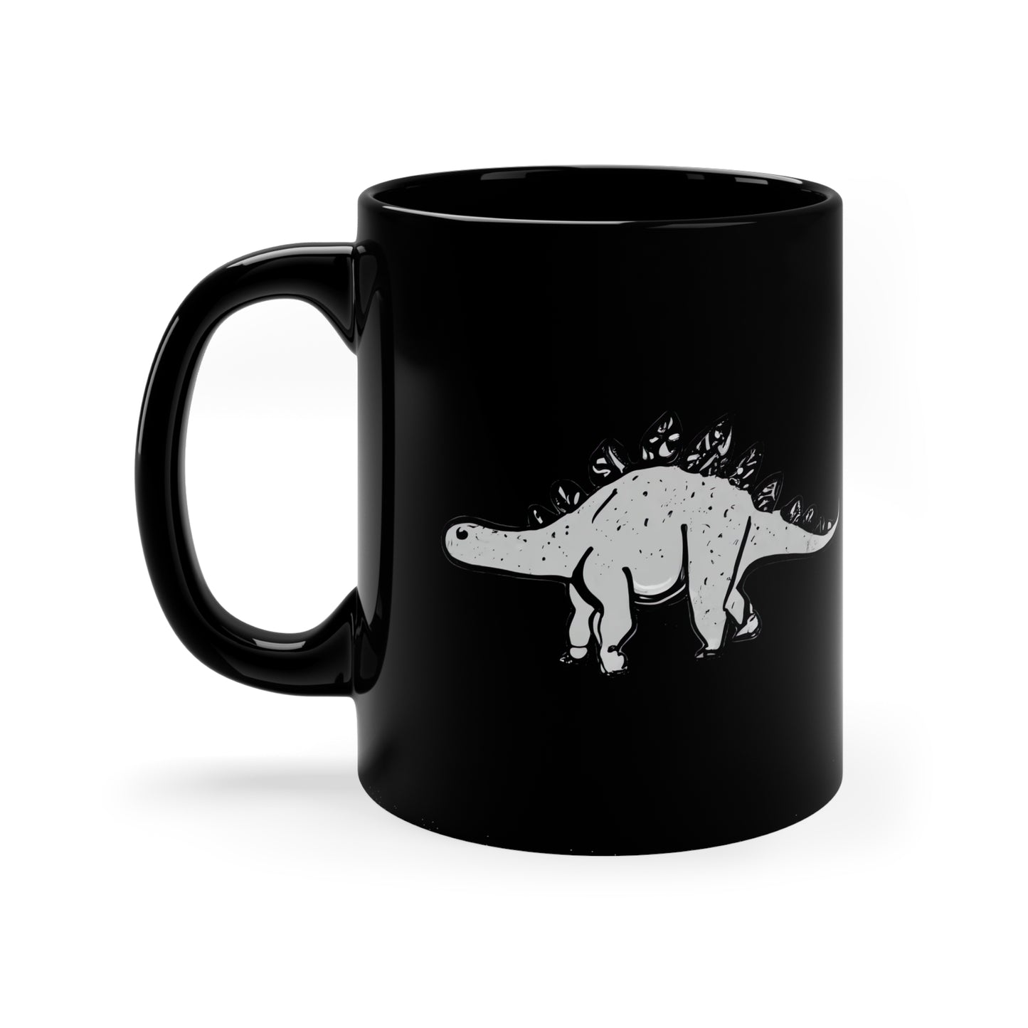 Sleek Stegosaurus: Black 11 oz Glossy Mug