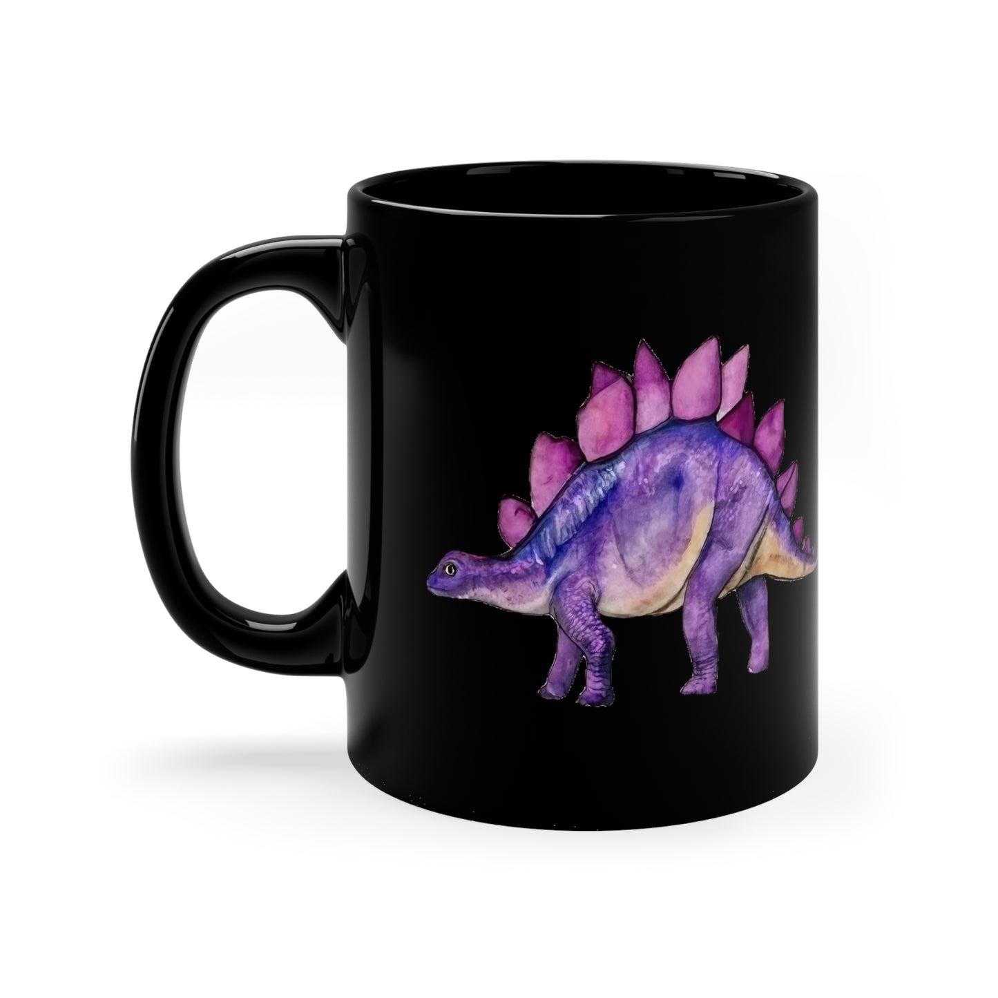 Dreamy Lavender Stegosaurus: Black 11 oz Glossy Mug
