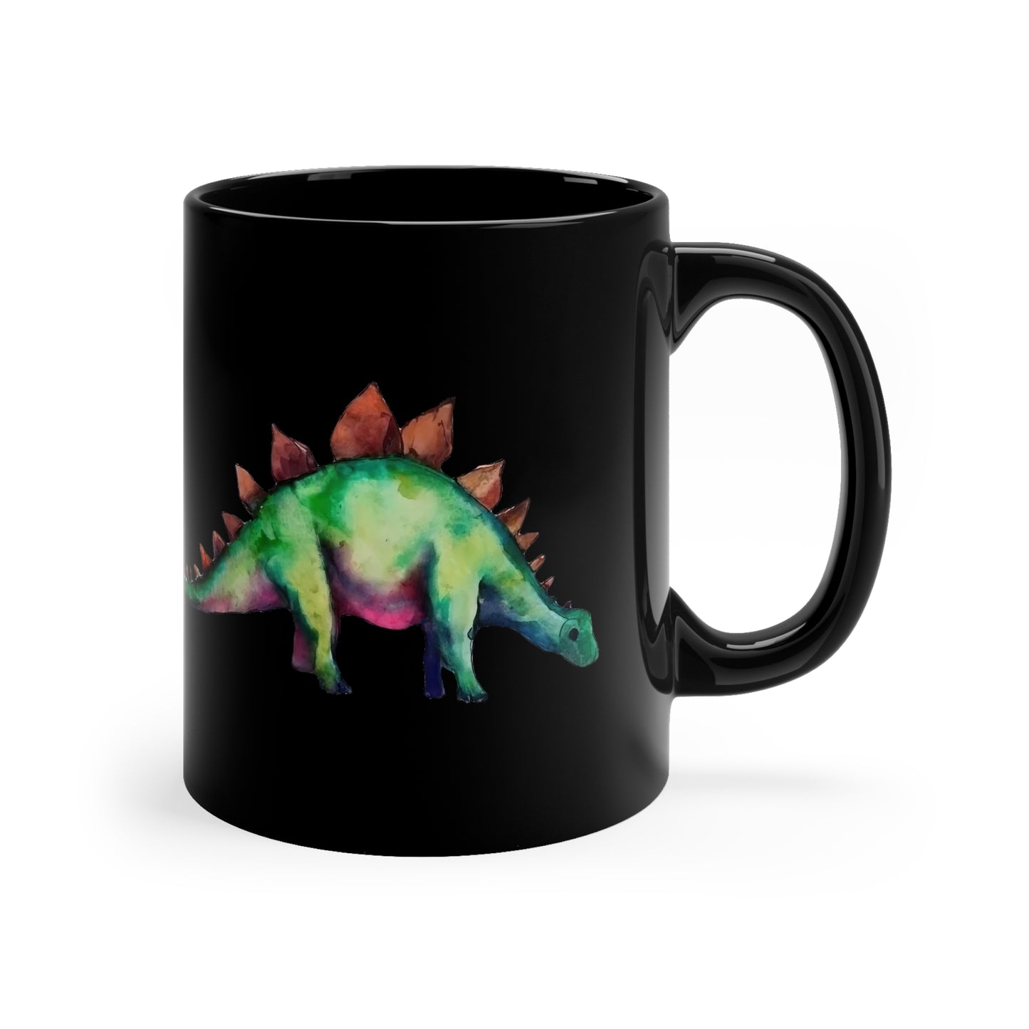 Stegosaurus Resurgence: Black 11 oz Glossy Mug