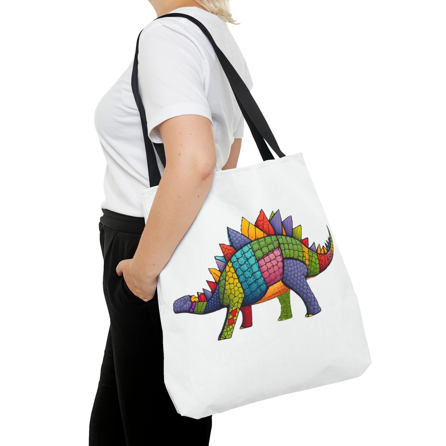 Sewn Scales: Patchwork Stegosaurus Delight Tote Bag