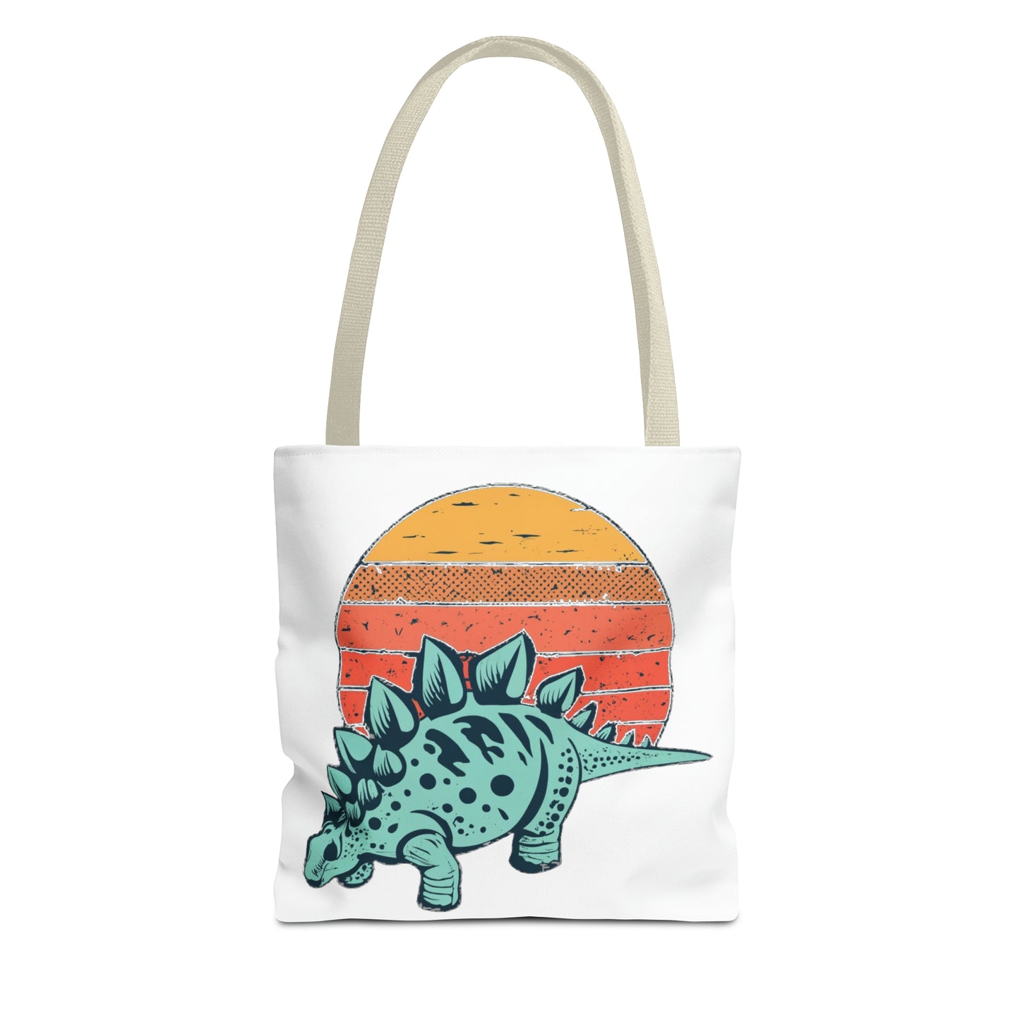 Sunset Serenity: Retro Stegosaurus Tote Bag