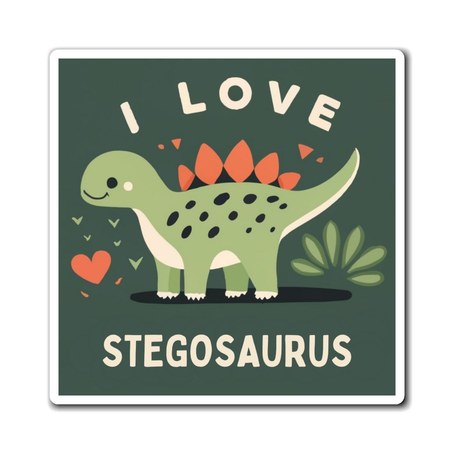 Stegosaurus Hugs: Cute Dino Love Fridge Magnet