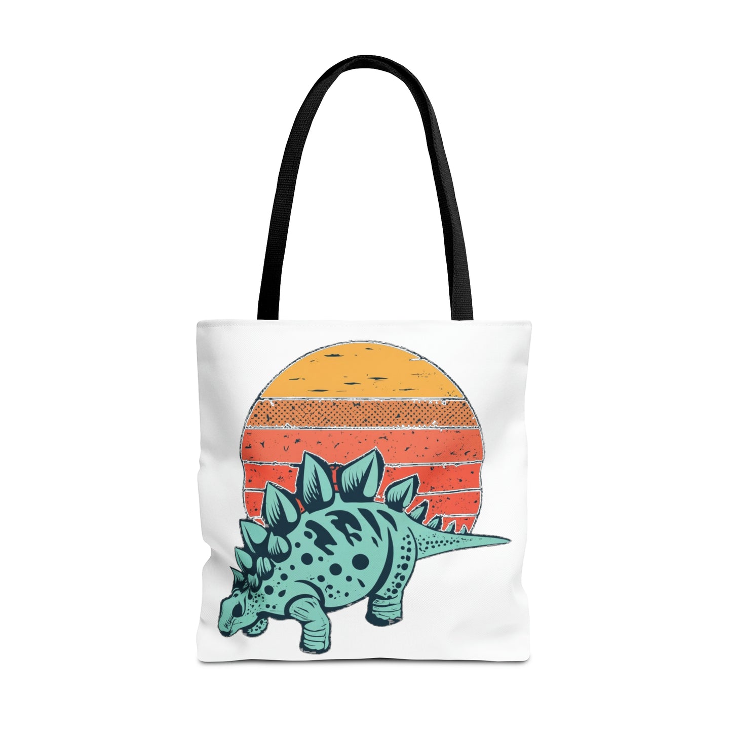Sunset Serenity: Retro Stegosaurus Tote Bag