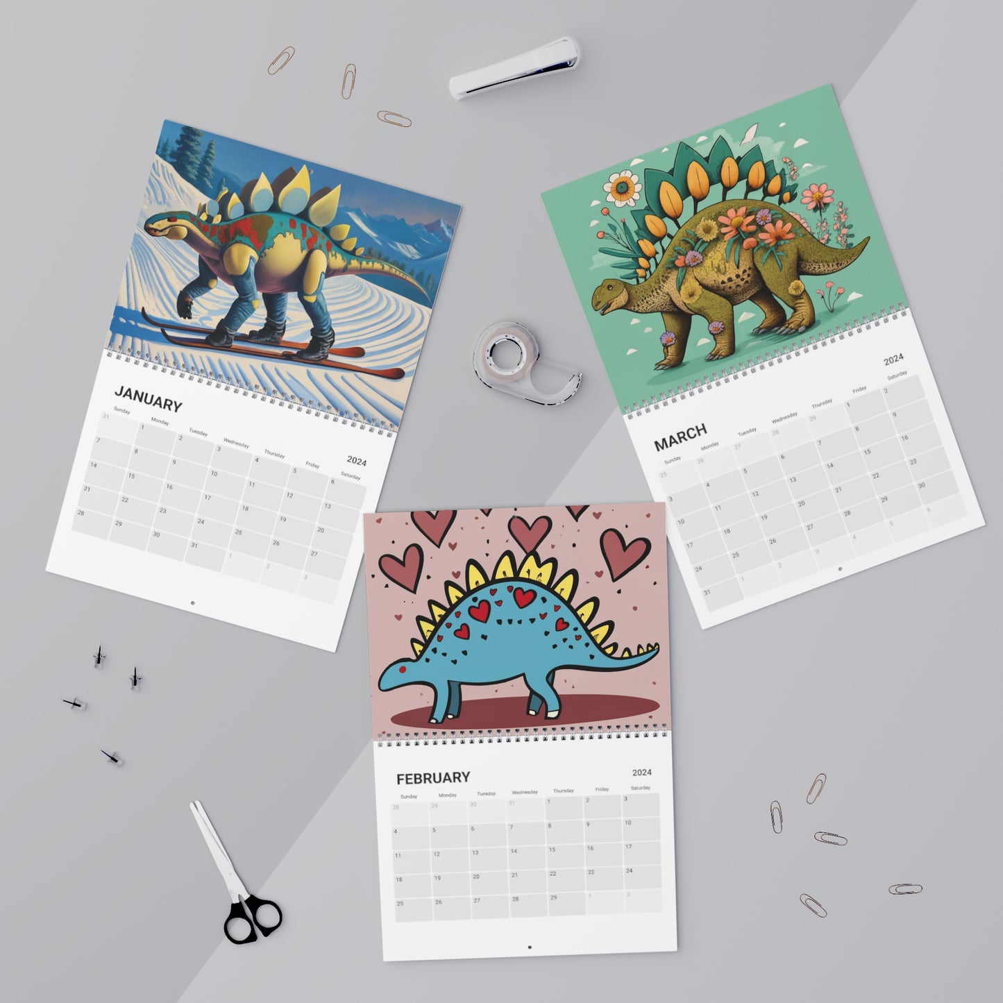 Stegosaurus Wonders: A Year of Prehistoric Charm - 12 Month 2024 Calendar