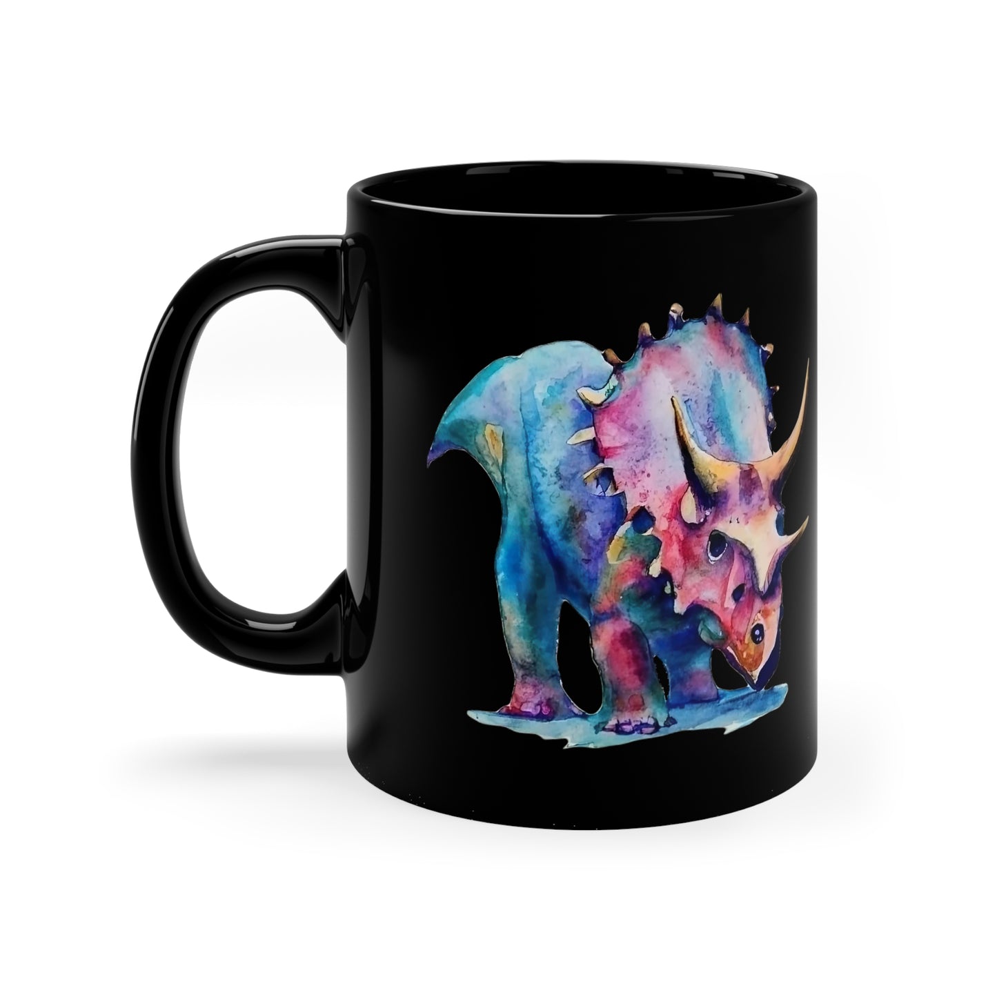 Triceratops Splendor: Black 11 oz Glossy Mug
