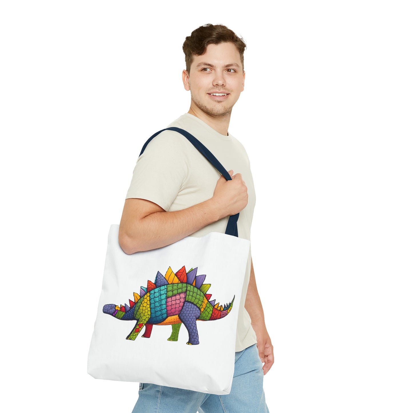 Sewn Scales: Patchwork Stegosaurus Delight Tote Bag