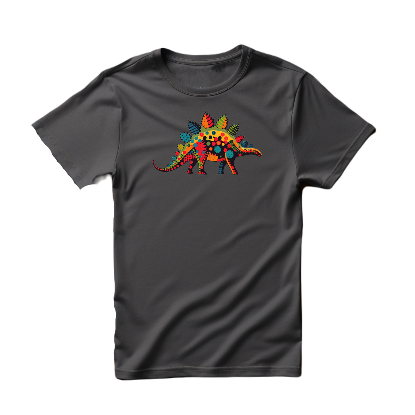 Polka Dot Party Pal: Vibrant Stegosaurus Unisex T-Shirt