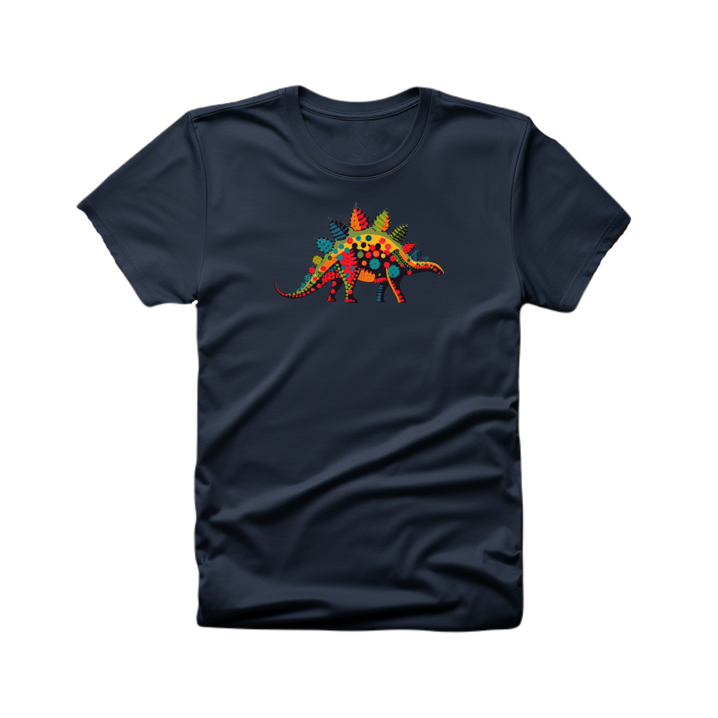 Polka Dot Party Pal: Vibrant Stegosaurus Unisex T-Shirt