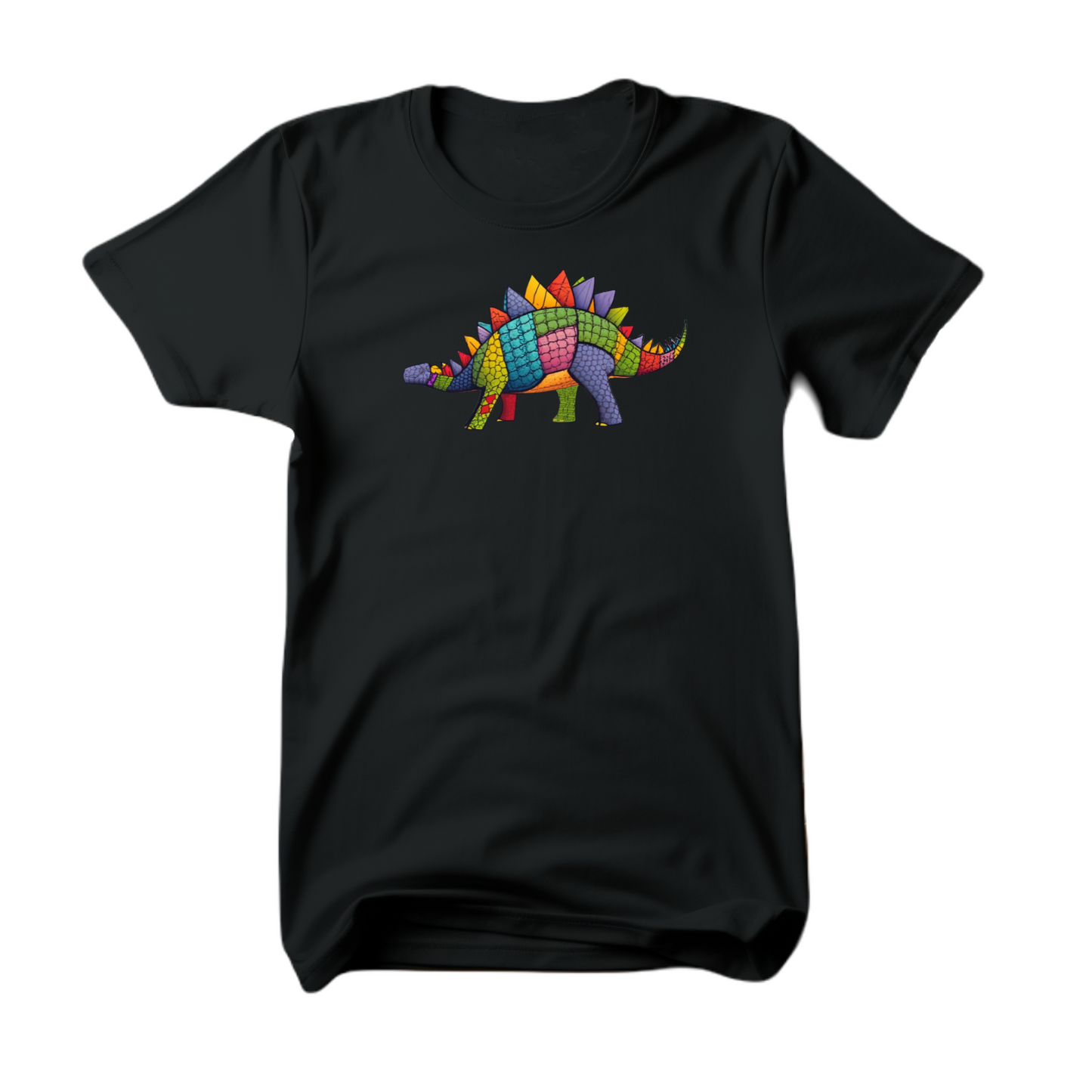 Sewn Scales: Patchwork Stegosaurus Delight Unisex T-Shirt