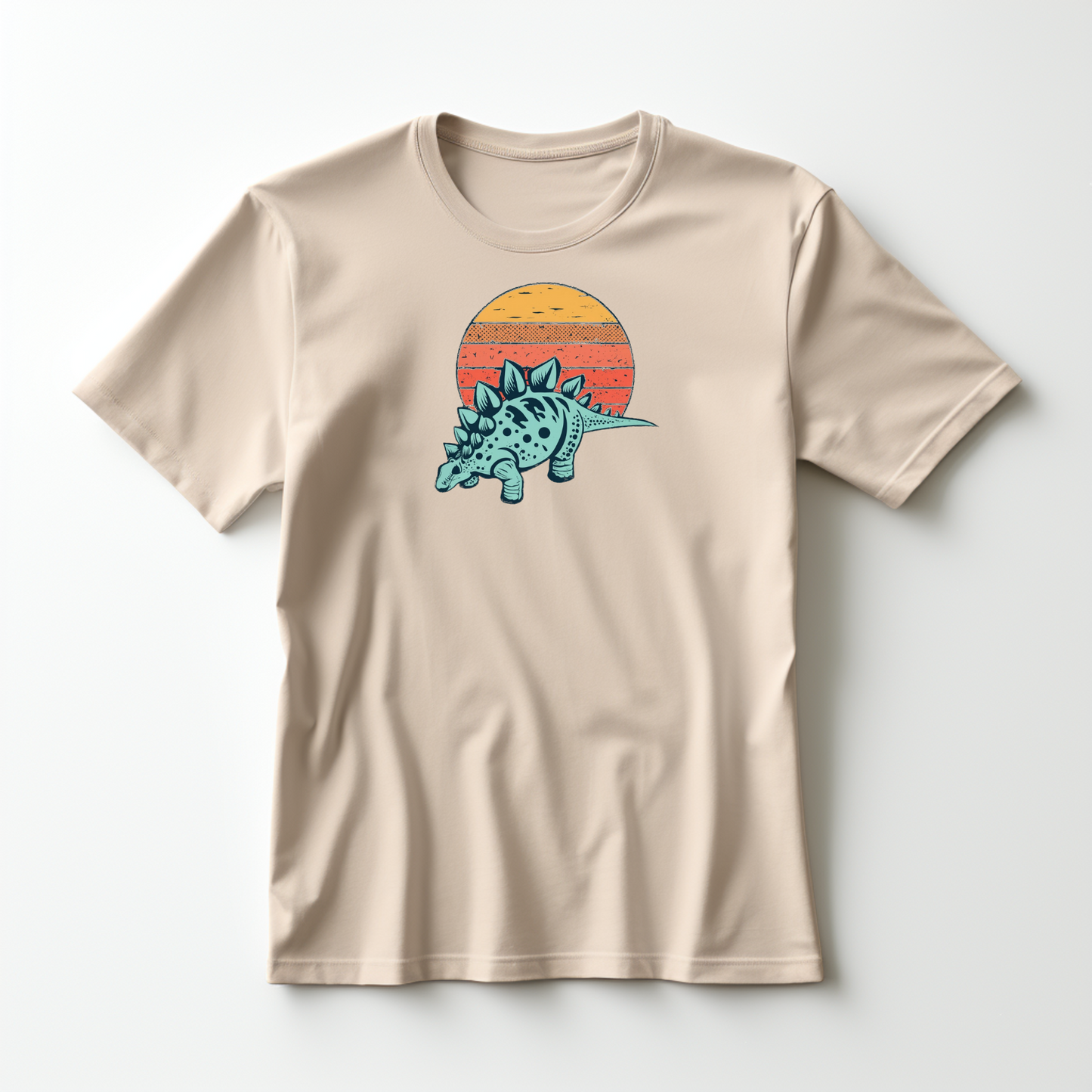 Sunset Serenity: Retro Stegosaurus T-Shirt