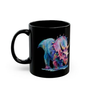 Triceratops Splendor: Black 11 oz Glossy Mug