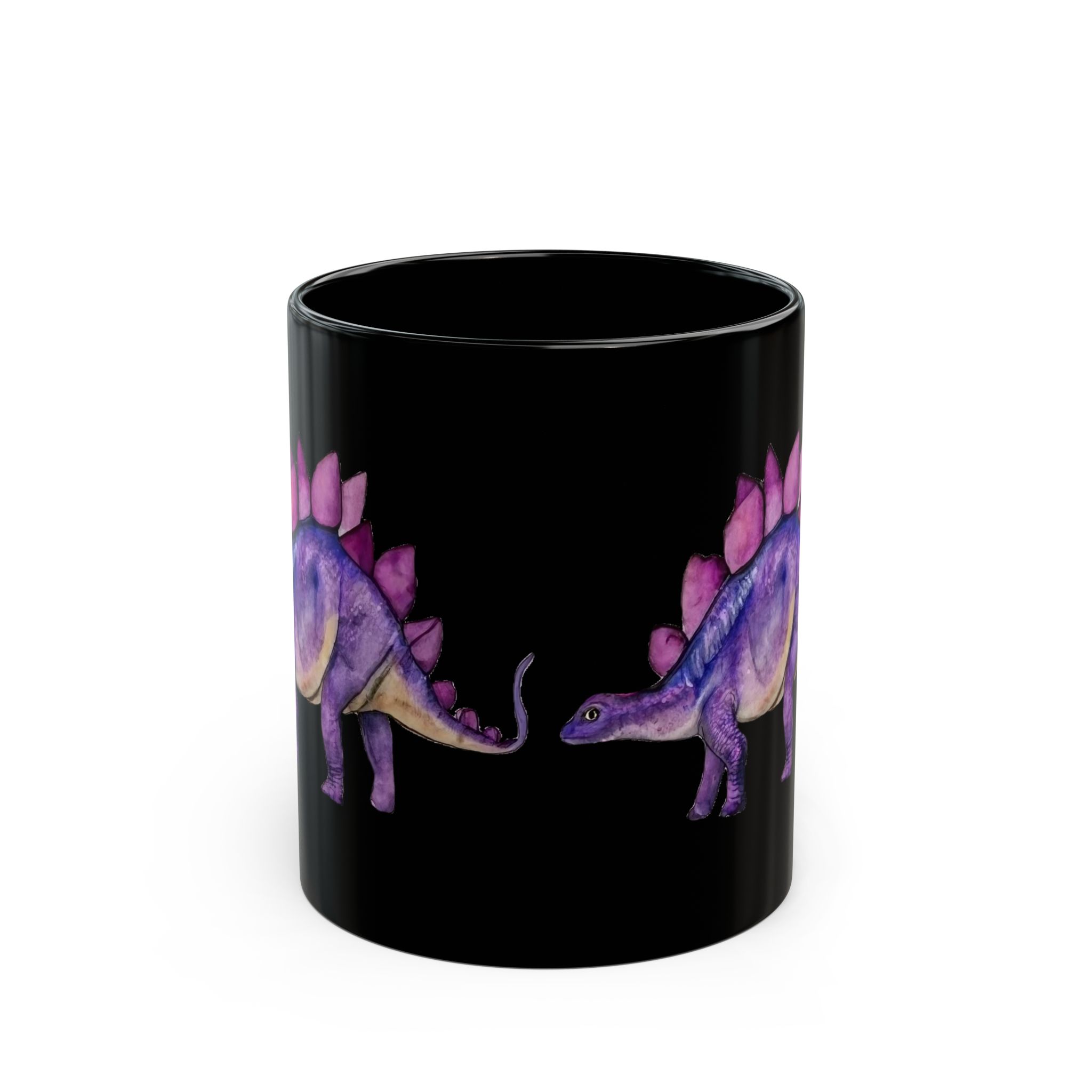 Dreamy Lavender Stegosaurus: Black 11 oz Glossy Mug - Image 2