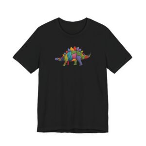 Sewn Scales: Patchwork Stegosaurus Delight Unisex T-Shirt