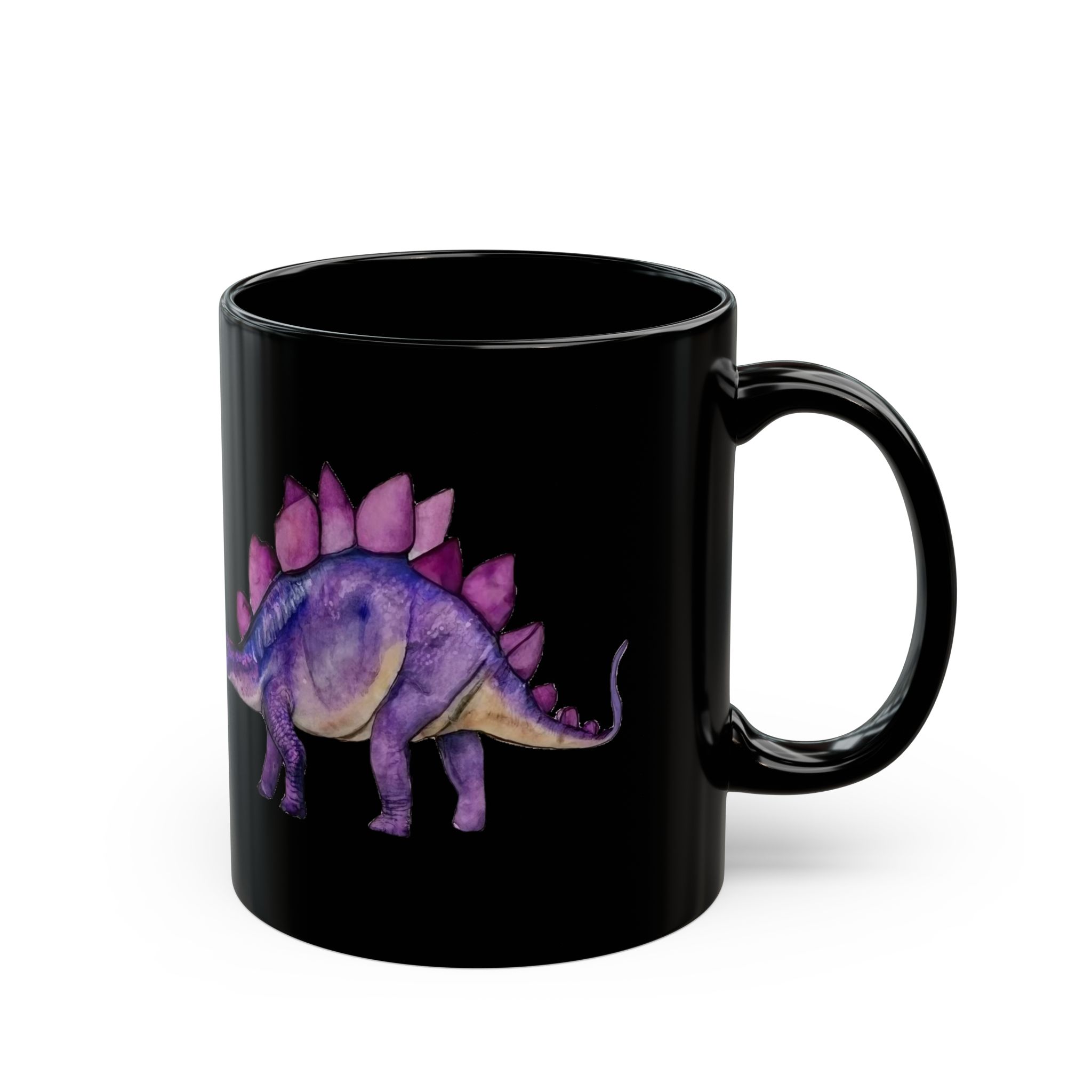 Dreamy Lavender Stegosaurus: Black 11 oz Glossy Mug - Image 3