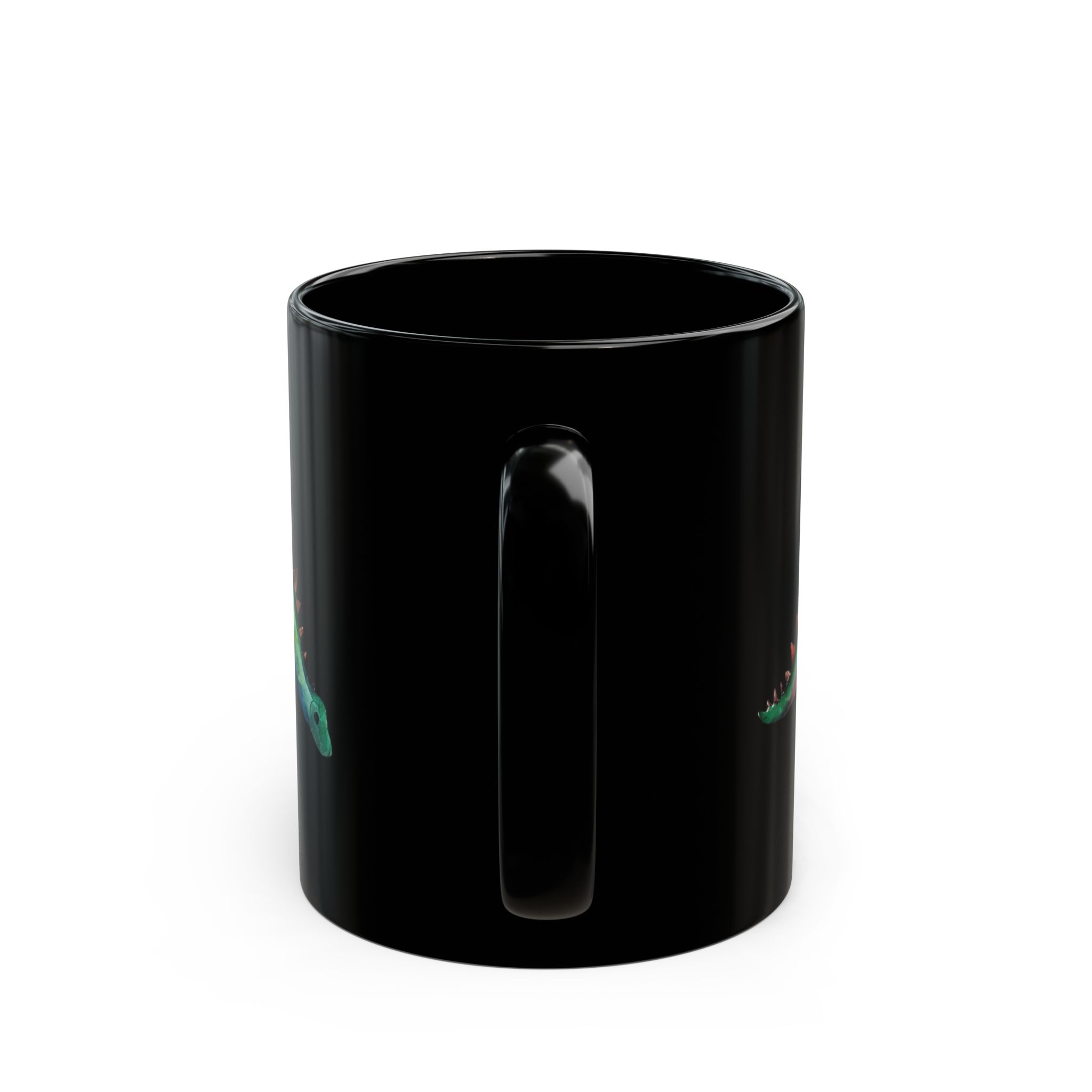 Stegosaurus Resurgence: Black 11 oz Glossy Mug - Image 4