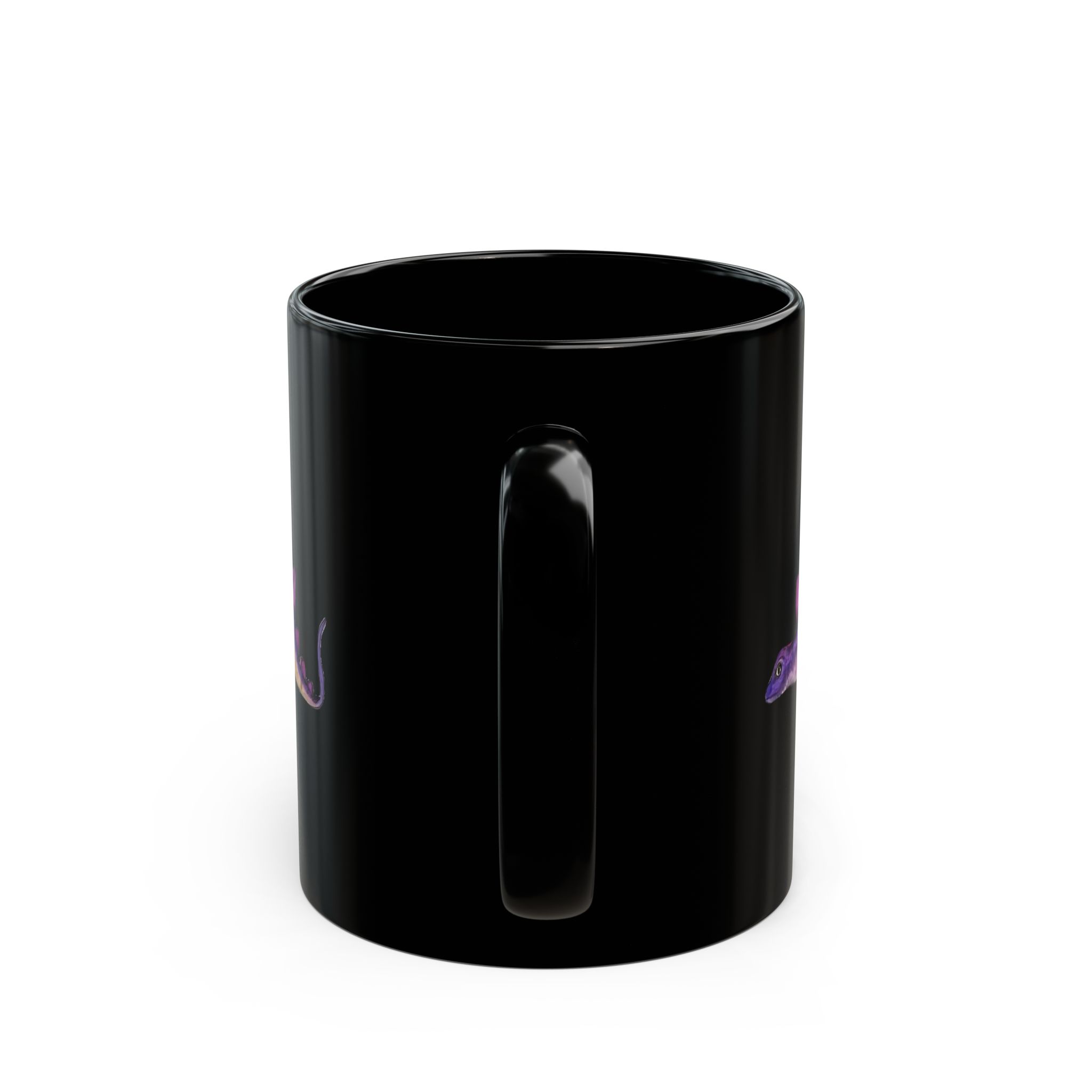 Dreamy Lavender Stegosaurus: Black 11 oz Glossy Mug - Image 4