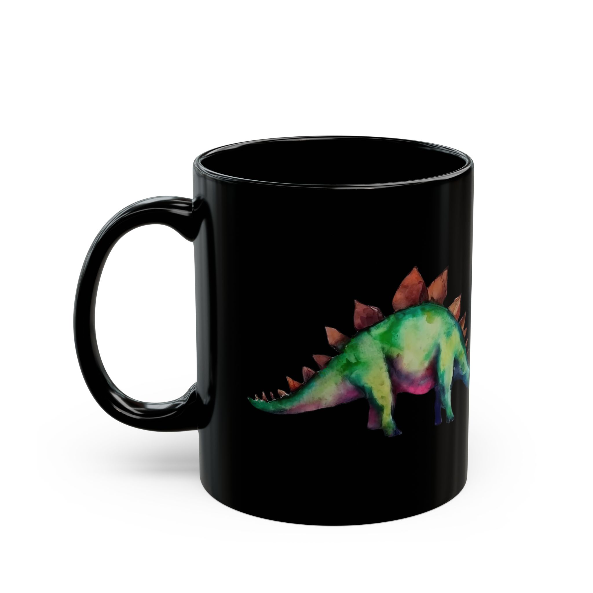 Stegosaurus Resurgence: Black 11 oz Glossy Mug - Image 3