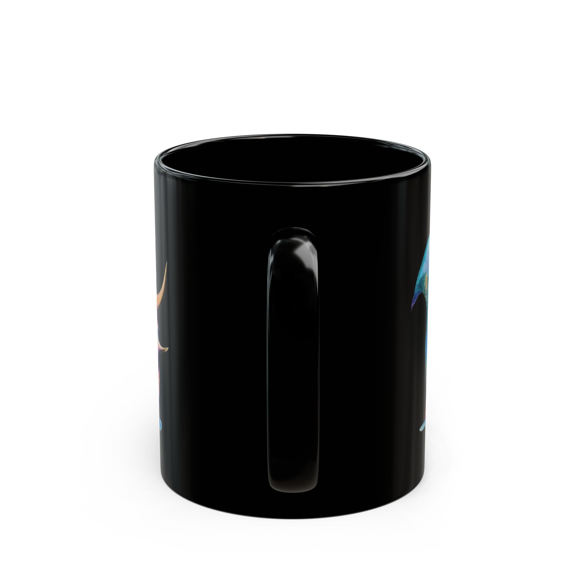 Triceratops Splendor: Black 11 oz Glossy Mug - Image 4