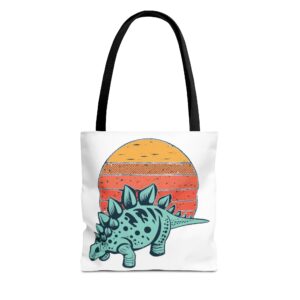 Sunset Serenity: Retro Stegosaurus Tote Bag